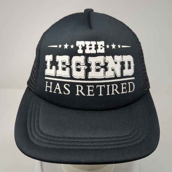 The Legend Has Retired Snapback Trucker Hat Black One Size Mesh Back - Picture 2 of 8